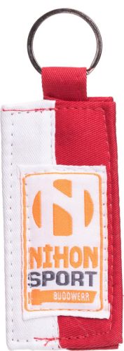 Porte-clés avec un morceau de ceinture de judo | Rouge / Blanc (Taille : Unique)