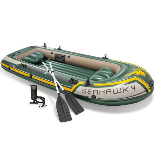 Intex Seahawk 4 Set | Bateau gonflable pour quatre personnes avec pagaies et pompe