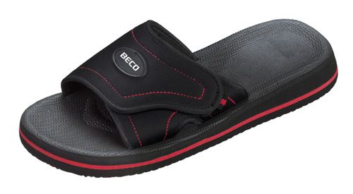 Chaussons de bain avec velcro unisexe noir/rouge taille 35