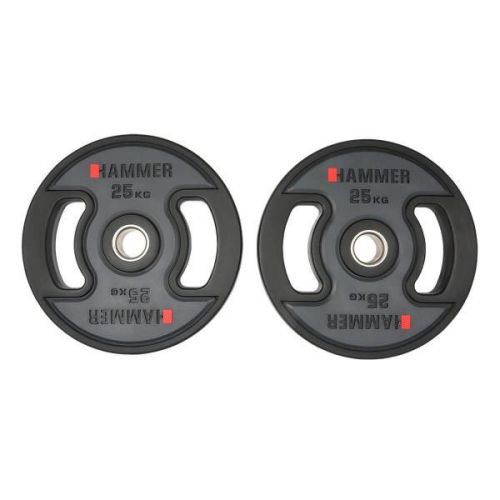 Disques dhaltérophilie olympique Hammer - 2 x 25 KG - Noir