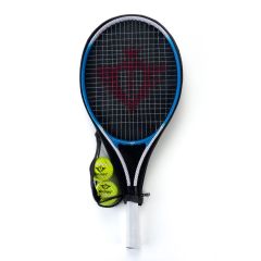 Raquette de tennis avec étui et 2 balles - Bleu