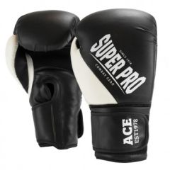 Super Pro Combat Gear ACE (kick)boxing gloves Black/White 6oz