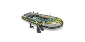 Intex Seahawk 4 Set | Bateau gonflable pour quatre personnes avec pagaies et pompe