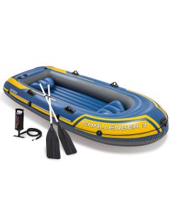 Intex Challenger 3 Set | Bateau gonflable 3 personnes incluant des pagaies et une pompe